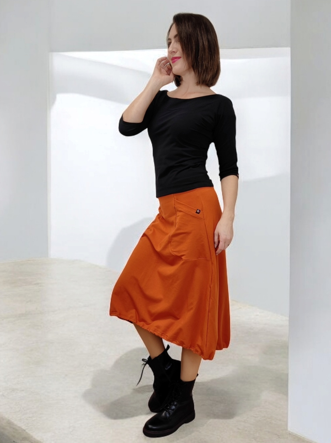 midi sukně s kapsami ANAYA oranžová outfit